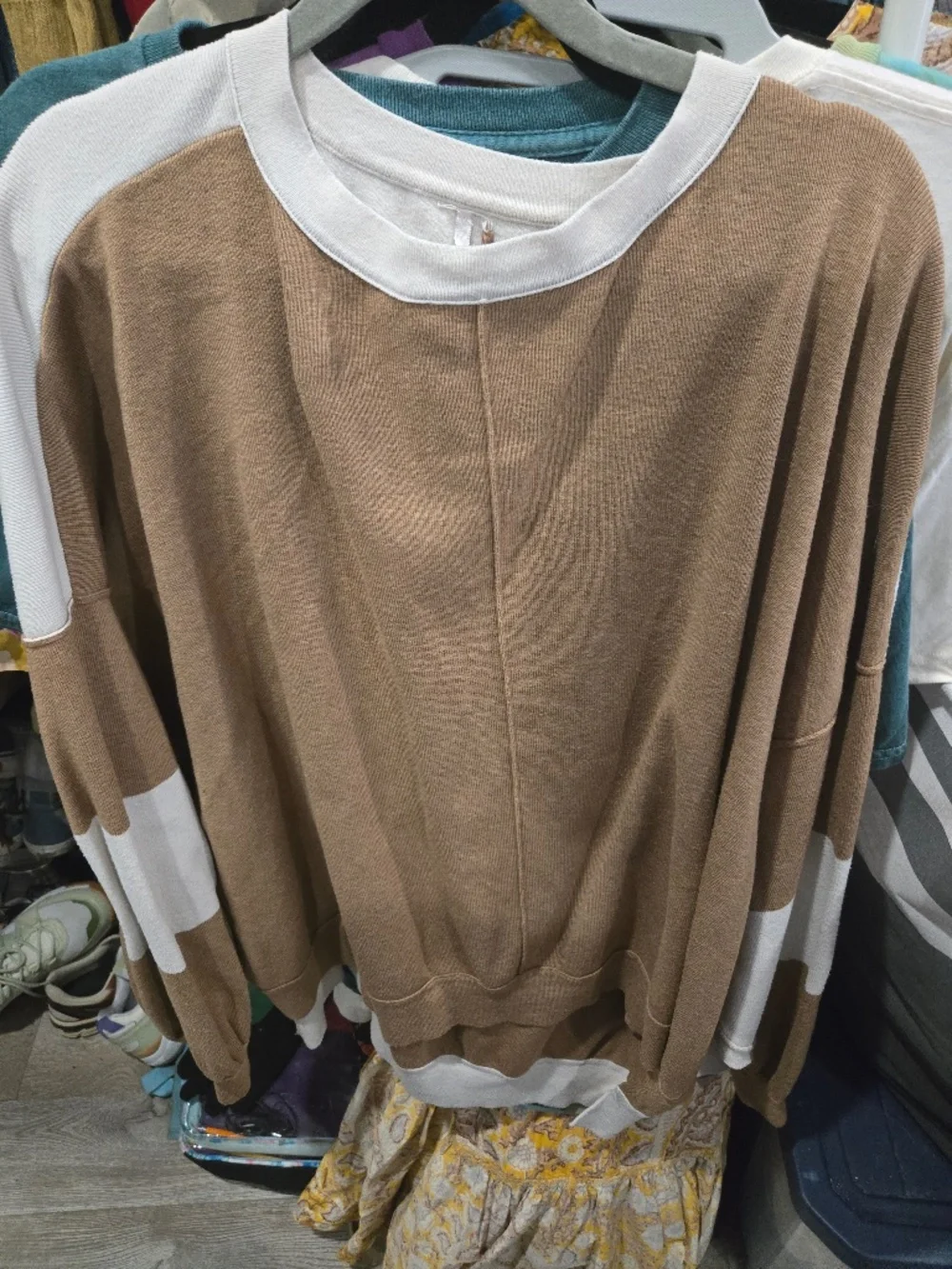 Oversized color block Free people sweater crewneck Medium guc
